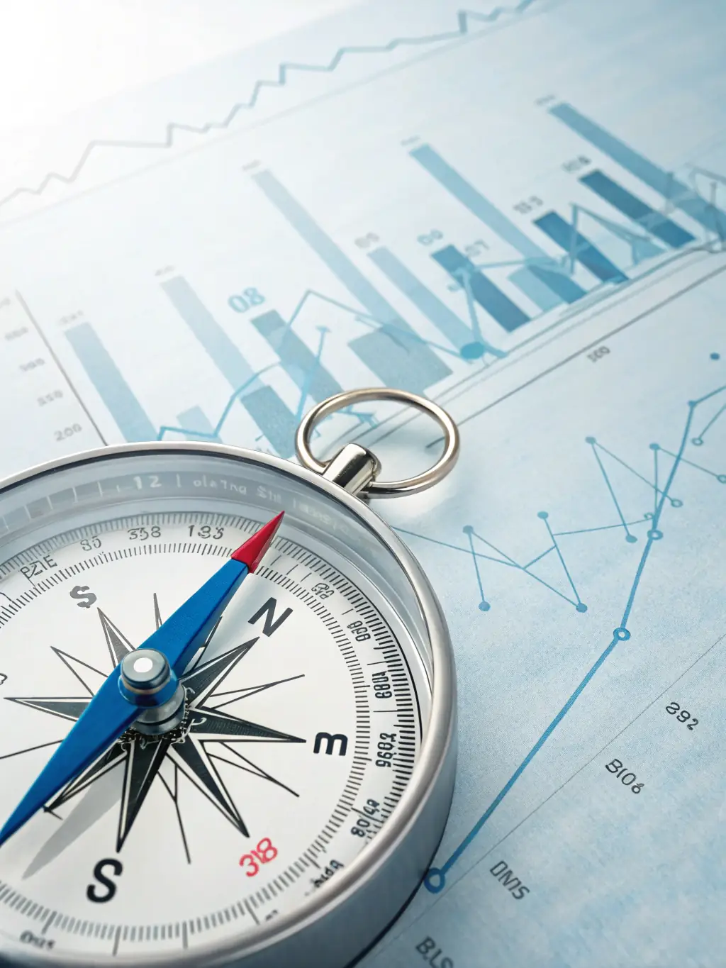 A conceptual image of a compass pointing towards 'Success', surrounded by business-related icons, symbolizing strategic direction and goal achievement.